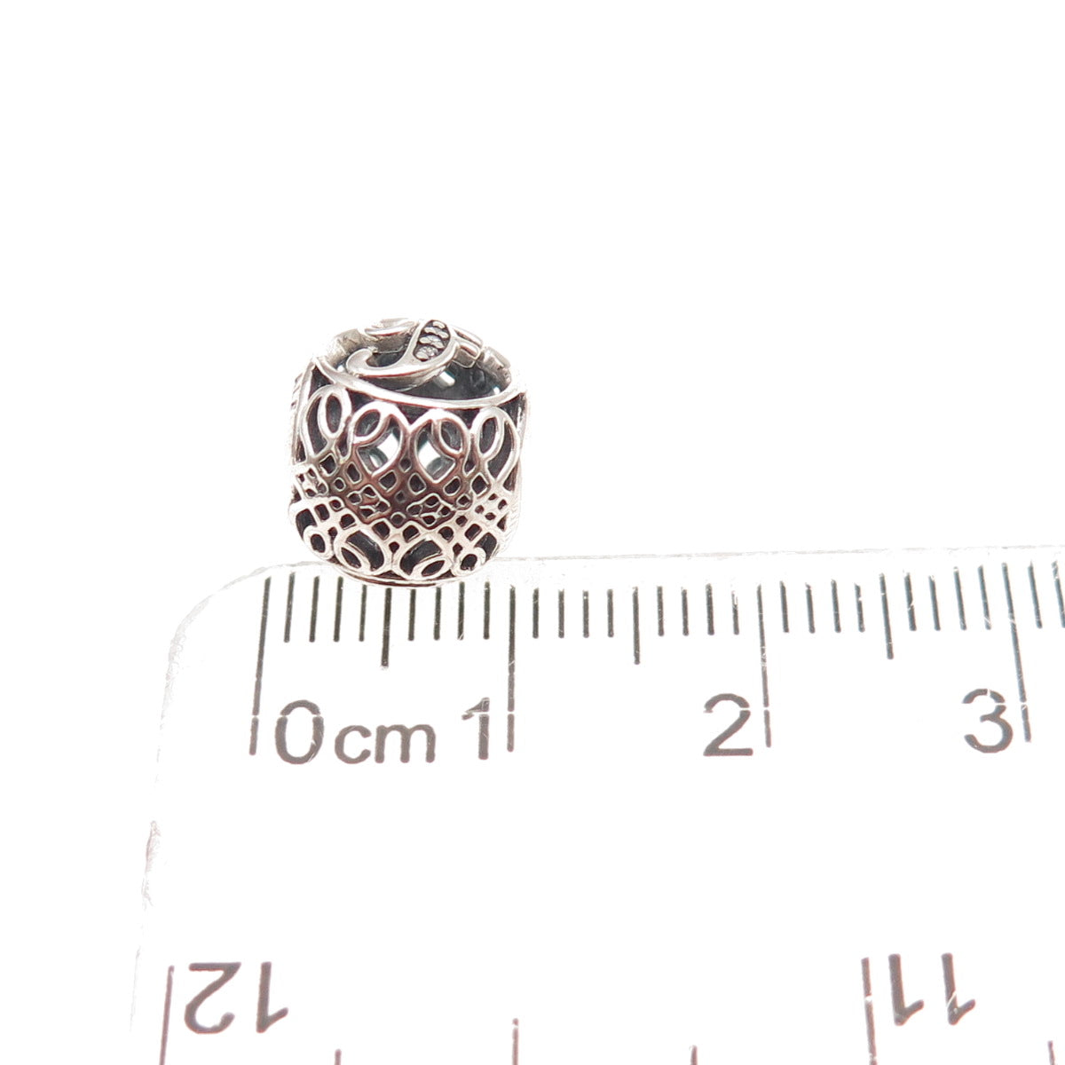 Pandora 925 Sterling Silver C Z Letter F Initial Slide Bead Charm