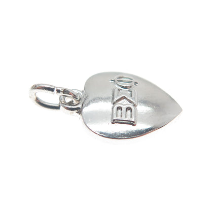 925 Sterling Silver Vintage 1963 Beta Sigma Phi Heart Minimalist Charm Pendant