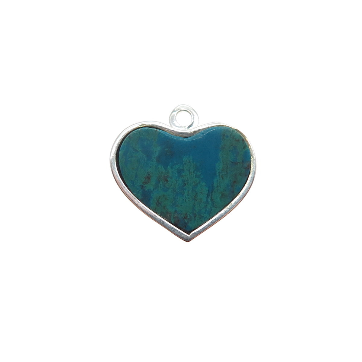 ELIAS 925 Sterling Silver Vintage Peru Real Kingman Turquoise Heart Mini Pendant