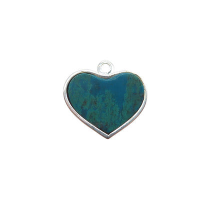 ELIAS 925 Sterling Silver Vintage Peru Real Kingman Turquoise Heart Mini Pendant