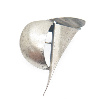 BEAU 925 Sterling Silver Antique Art Deco Sailboat Pin Brooch