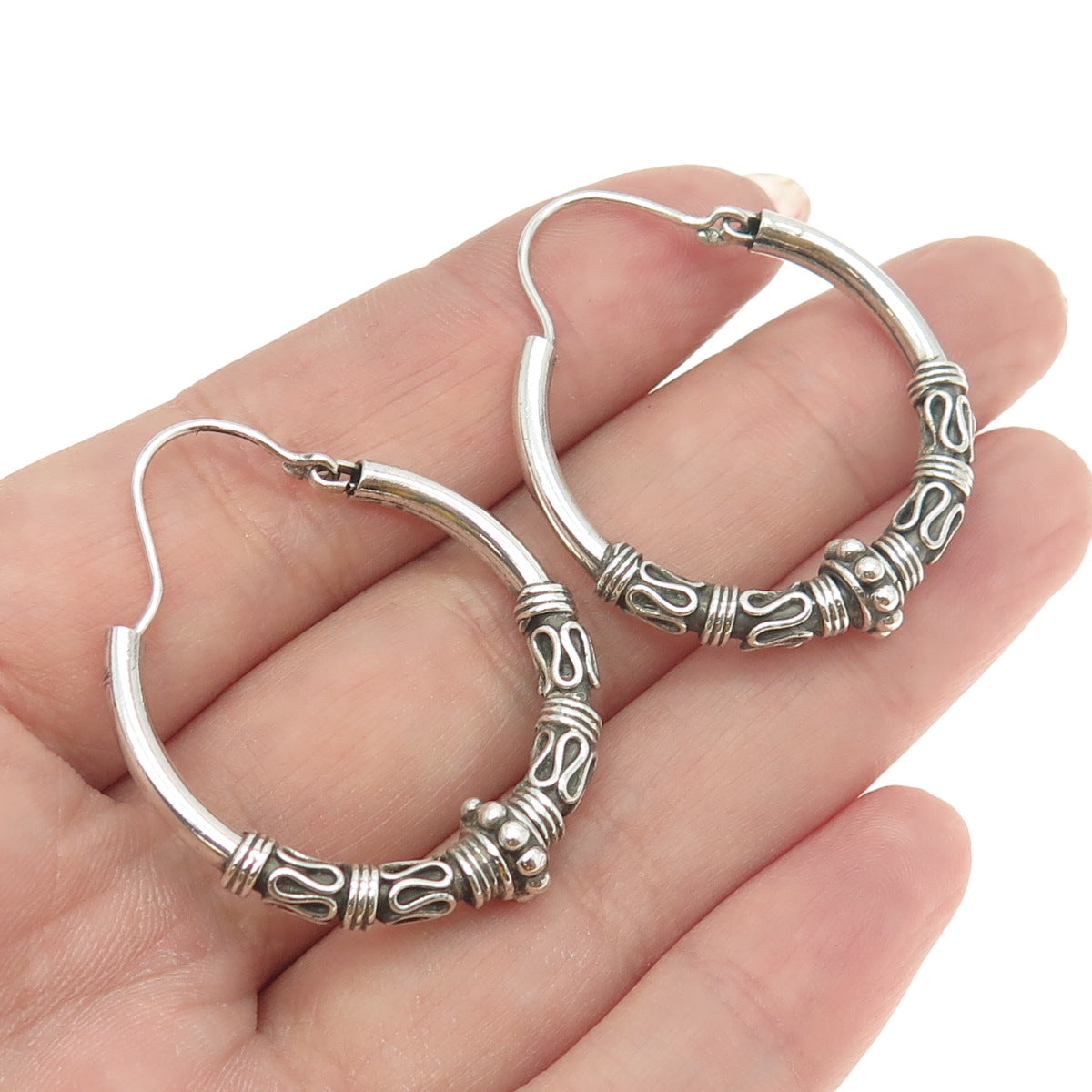 925 Sterling Silver Vintage Eternal Curve Ethnic Earrings