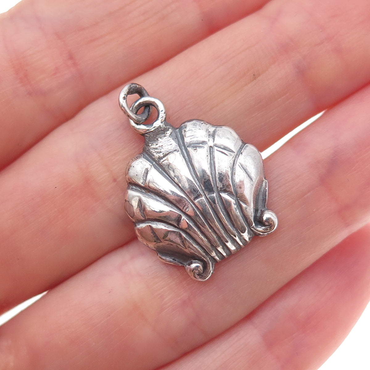 Carl Poul Petersen 925 Sterling Silver Antique Art Deco Seashell Charm Pendant