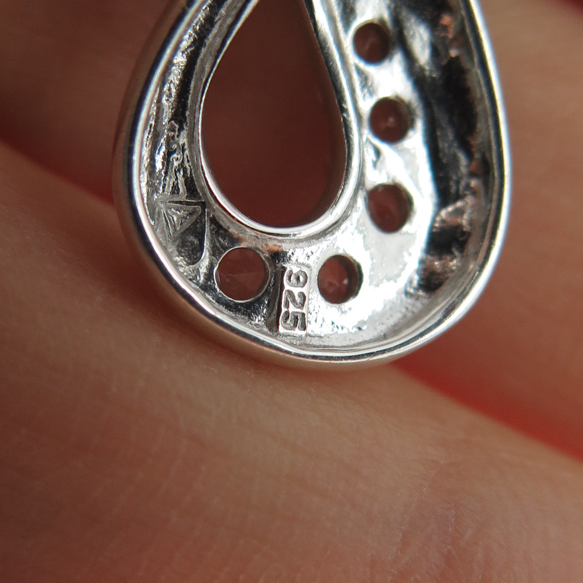 925 Sterling Silver Real Diamond Accent & White Topaz Infinity Slide Pendant