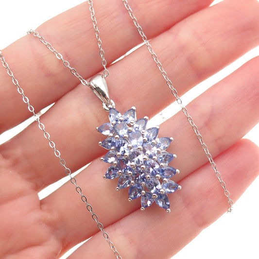 Chuck Clemency 925 Sterling Silver Real Tanzanite Cable Chain Necklace 20"