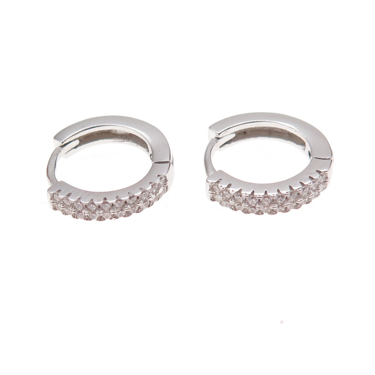 925 Sterling Silver Round-Cut C Z Hoop Earrings