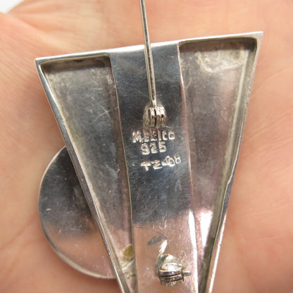 925 Sterling Silver 2-Tone Vintage Mexico Geometric Pin Brooch