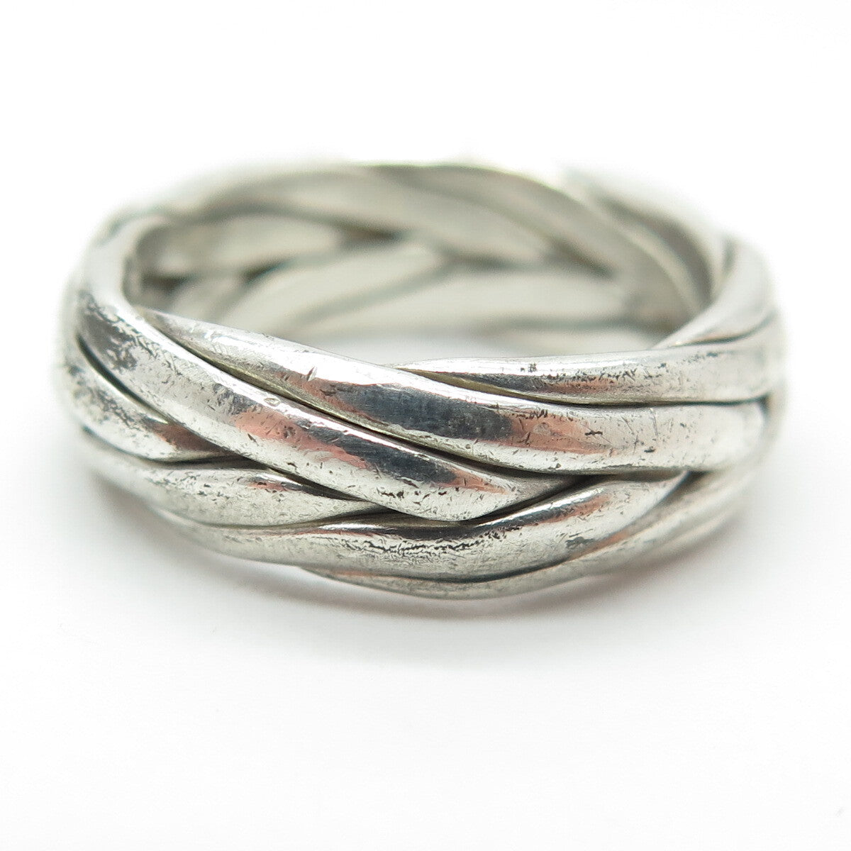925 Sterling Silver Vintage Interlocked Braided Band Ring Size 7