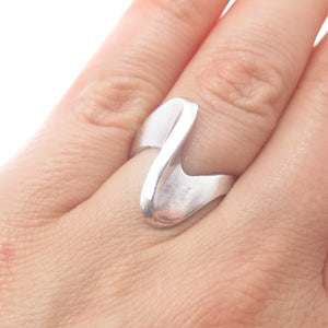 925 Sterling Silver Vintage Italy Modernist Wavy Ring Size 5.75