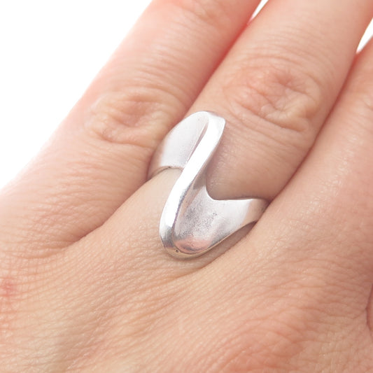925 Sterling Silver Vintage Italy Modernist Wavy Ring Size 5.75