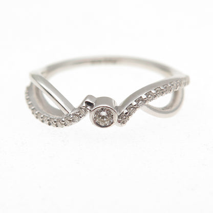 925 Sterling Silver Real Round-Cut Diamond Promise Ring Size 5
