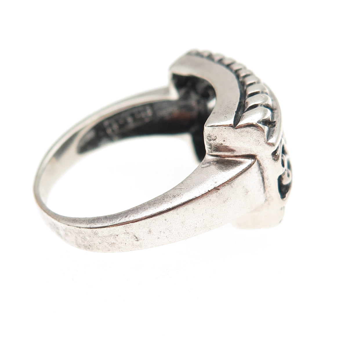 SX Sally C 925 Sterling Silver Vintage Swirl Oxidized Ring Size 7