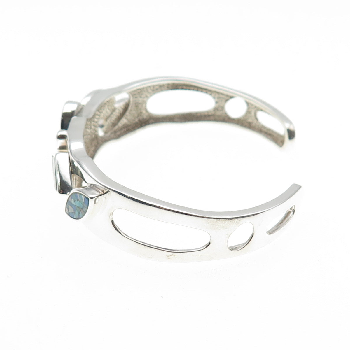 Whitney Kelly 925 Sterling Silver Vintage Real Opal Adjustable Cuff Bracelet 7"