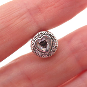 Pandora 925 Sterling Silver C Z Essence Passion Heart Slide Bead Charm