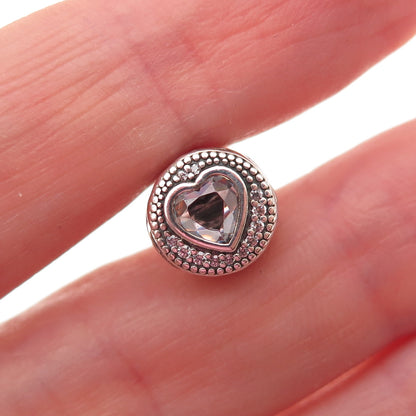 Pandora 925 Sterling Silver C Z Essence Passion Heart Slide Bead Charm