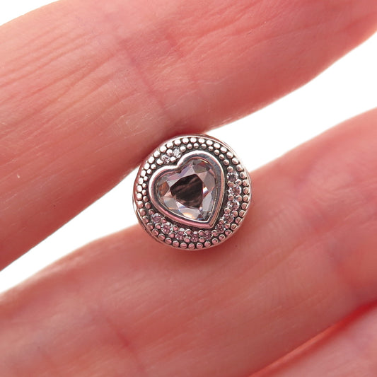 Pandora 925 Sterling Silver C Z Essence Passion Heart Slide Bead Charm