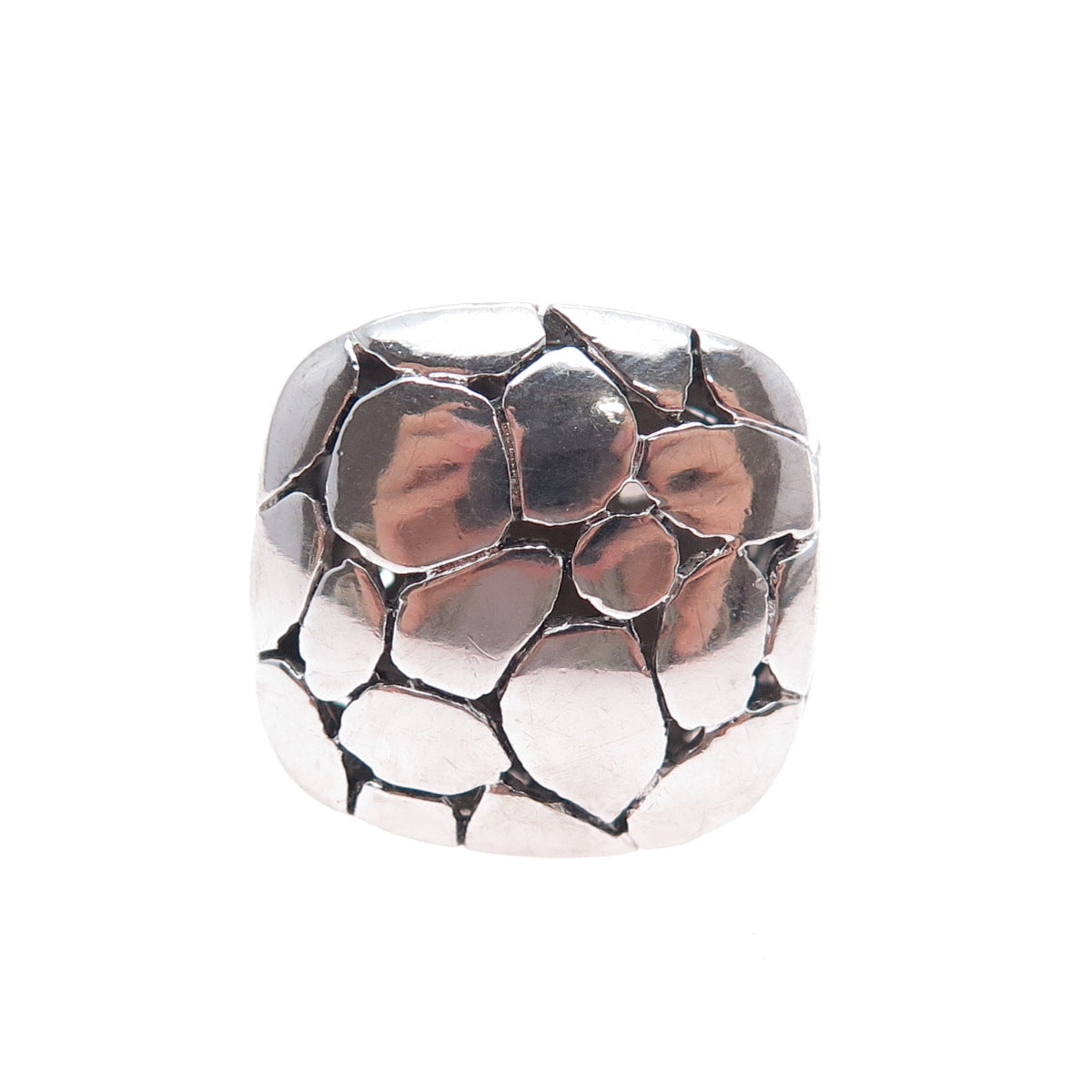 925 Sterling Silver Vintage Modernist Kali Dotted Dome Ring Size 8.25