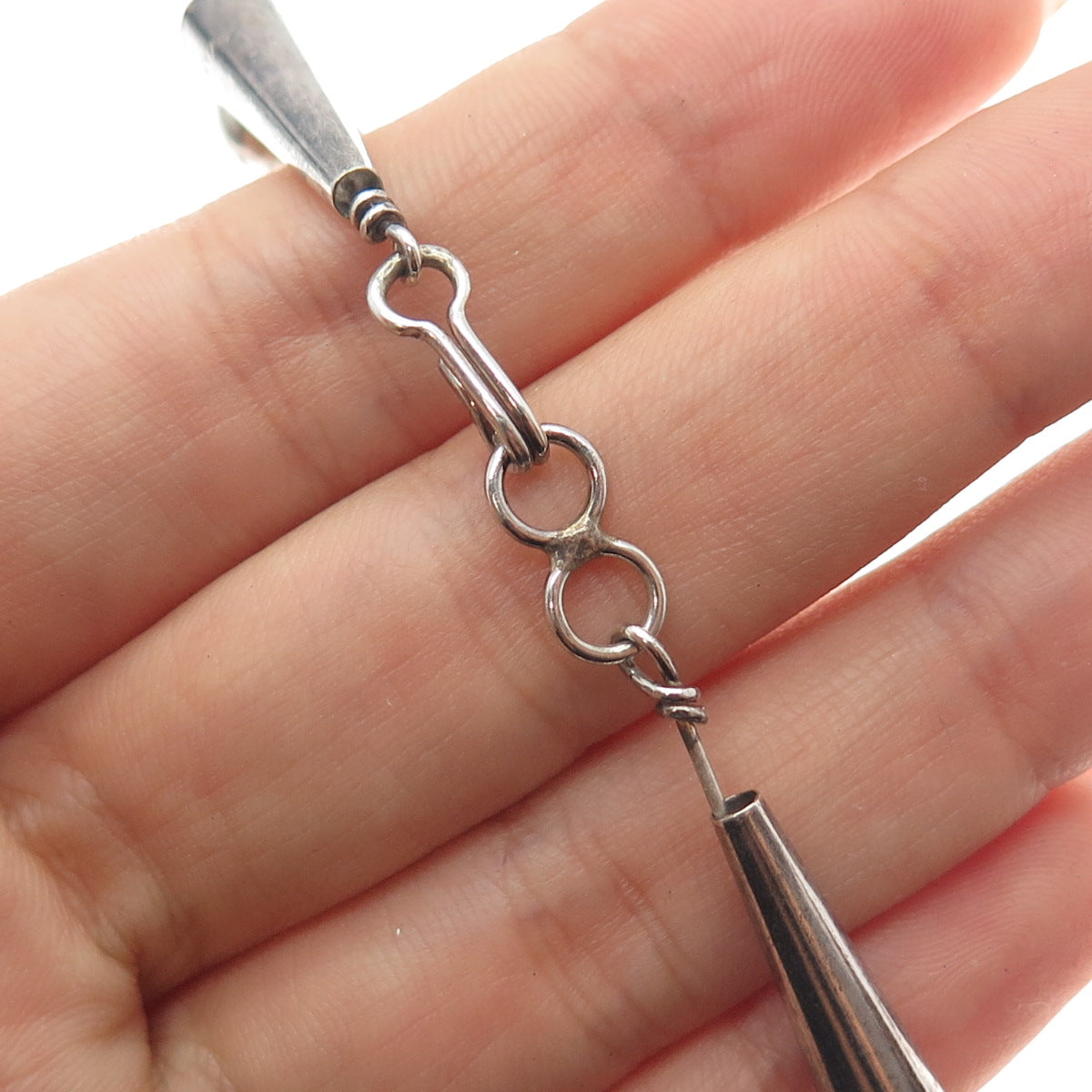 925 Sterling Silver Vintage Real Black Onyx Panther Oxidized Beaded Necklace 20"