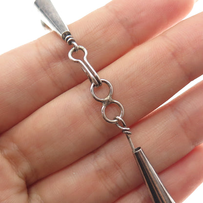 925 Sterling Silver Vintage Real Black Onyx Panther Oxidized Beaded Necklace 20"