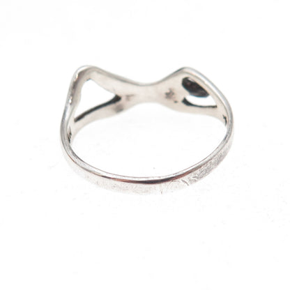 925 Sterling Silver Vintage Mexico Modernist Man Oxidized Ring Size 7.5