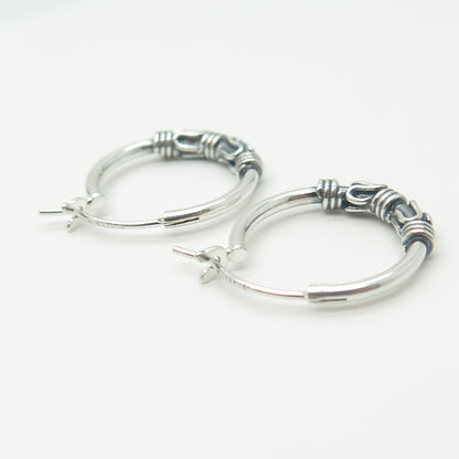 HAN 925 Sterling Silver Roped Hoop Earrings