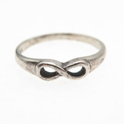 Bee 925 Sterling Silver Vintage Infinity Oxidized Ring Size 7.75