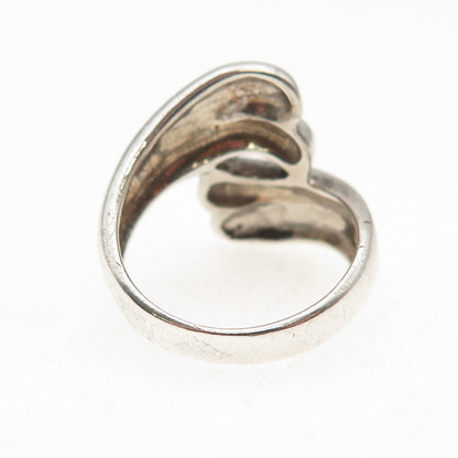 925 Sterling Silver Vintage Modernist Bypass Oxidized Ring Size 5.75