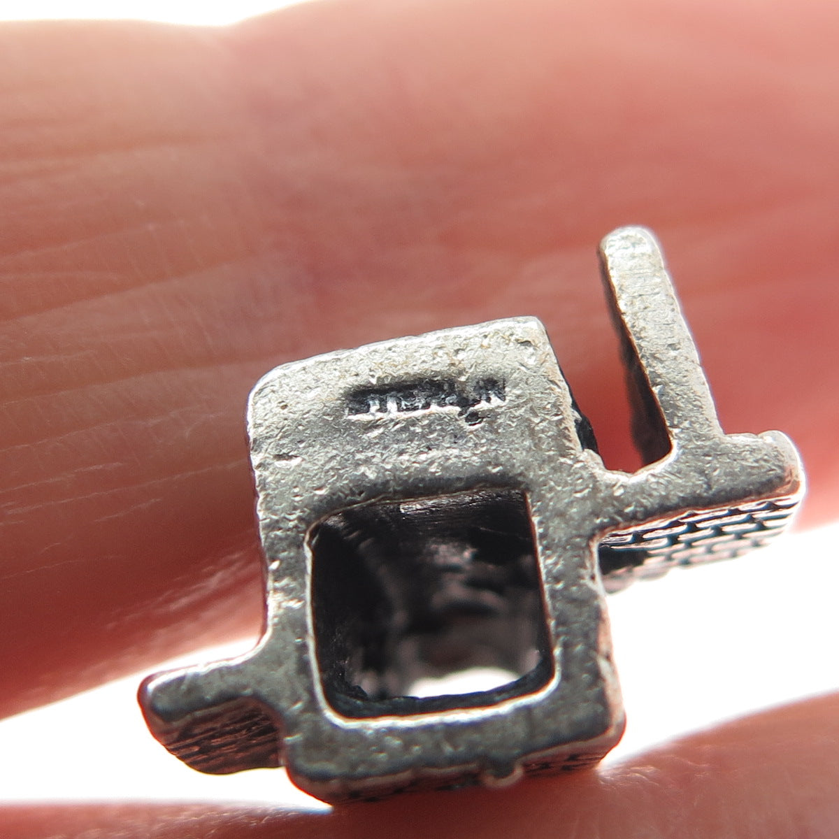 925 Sterling Silver Vintage Mesa Verde Square Tower Oxidized Mini 3D Pendant