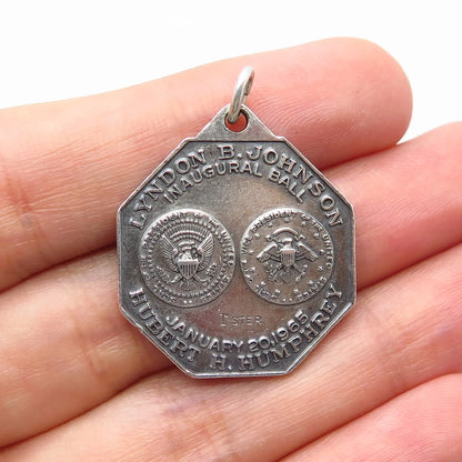925 Sterling Silver Vintage "Lyndon B. Johnson / Hubert H. Humphrey" Pendant