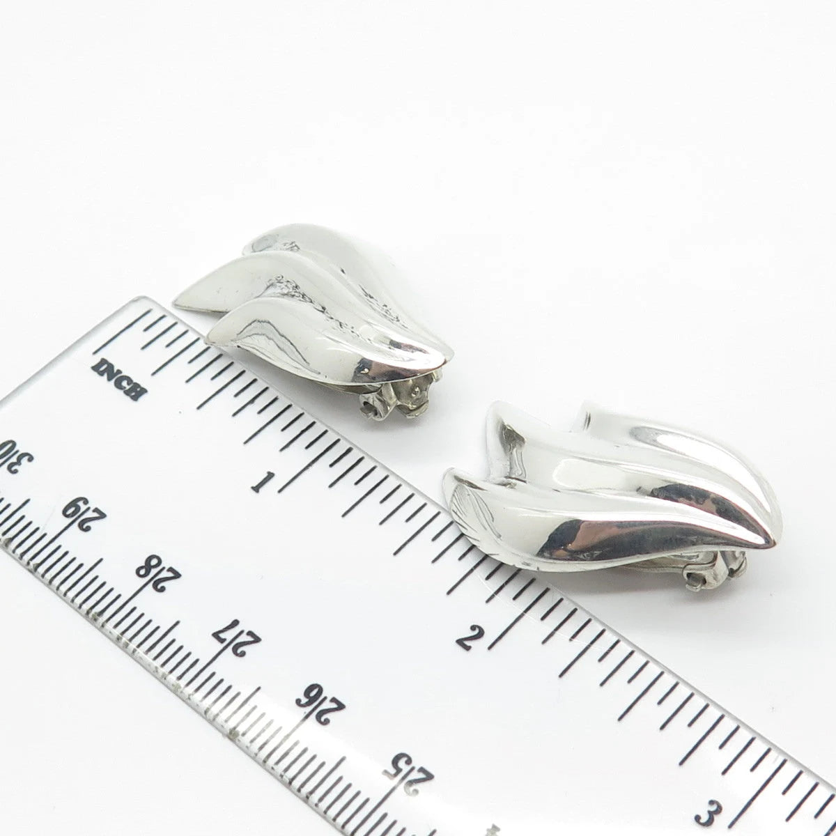 925 Sterling Silver Vintage Ribbed Clip On Earrings