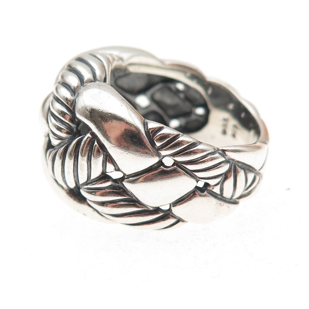David Yurman 925 Sterling Silver Vintage Woven Oxidized Ring Size 7.25