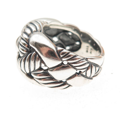 David Yurman 925 Sterling Silver Vintage Woven Oxidized Ring Size 7.25