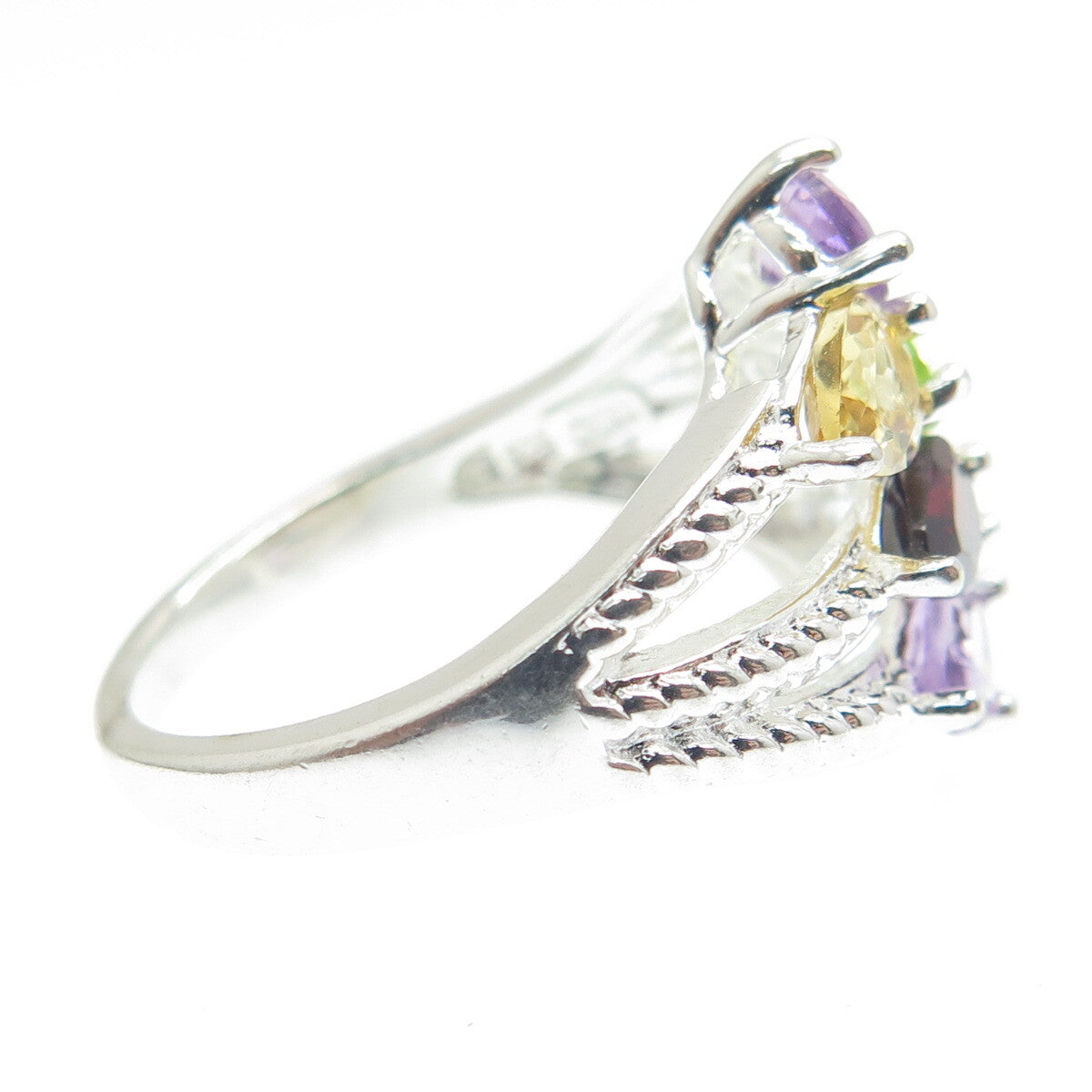 LENOX Sterling Real Topaz Amethyst Garnet Peridot Citrine Ring Size 6.25