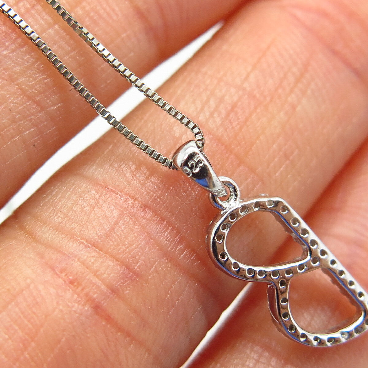 925 Sterling Silver C Z Letter "B" Initial Design Pendant Chain Necklace 17"