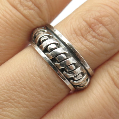 925 Sterling Silver Vintage Rotating Band Ring Size 7.75