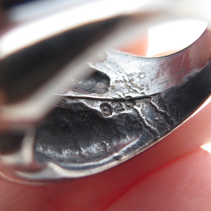 925 Sterling Silver Vintage Mexico Modernist Ribbed Dome Oxidized Ring Size 7