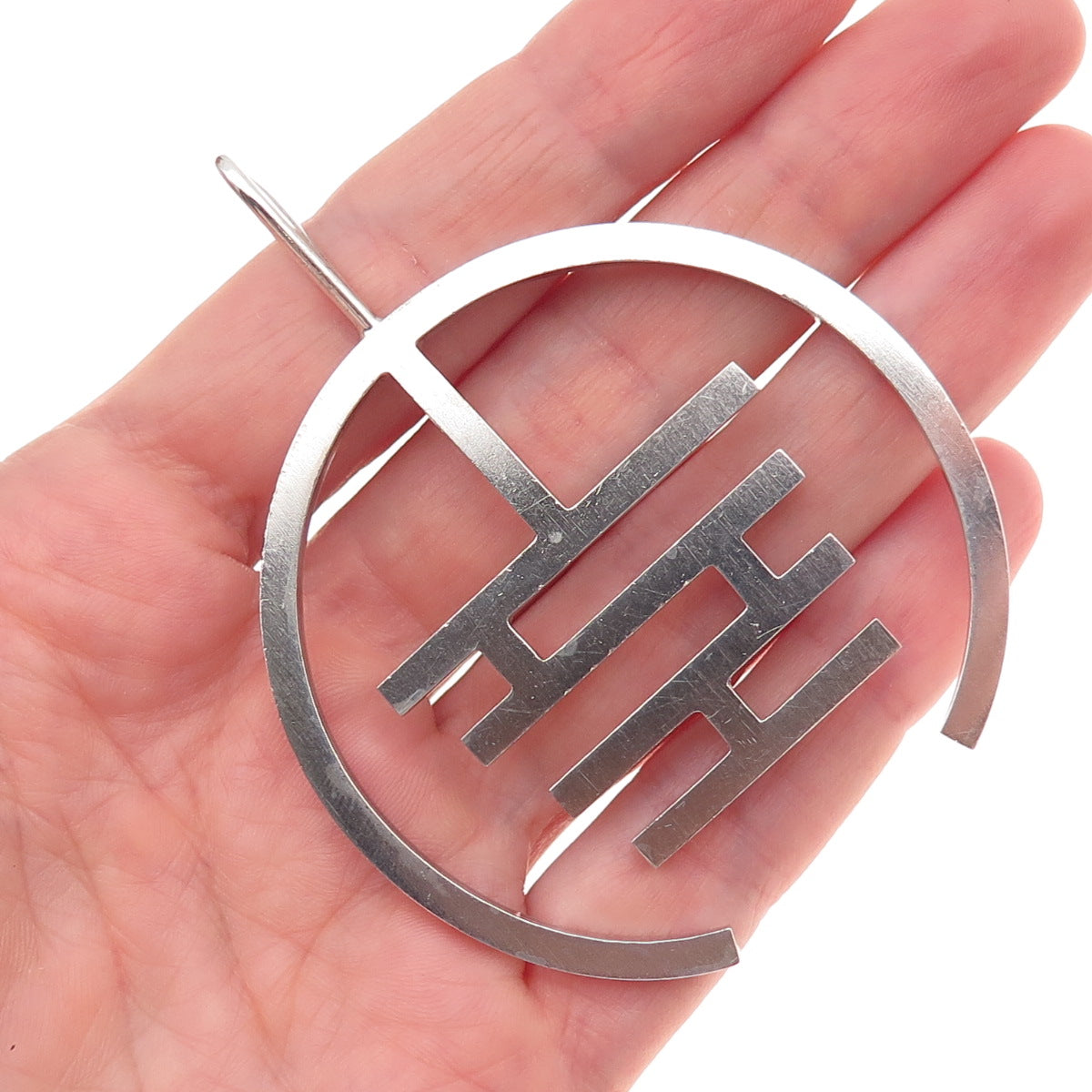 Arne Johansen 925S Sterling Silver Vintage Denmark Modernist Large 24.0g Pendant