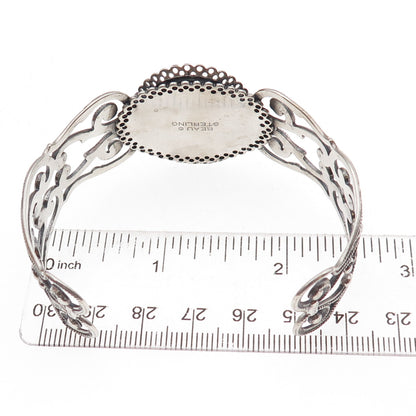 Beau 925 Sterling Silver Antique Art Deco Filigree Adjustable Bracelet 6.75"