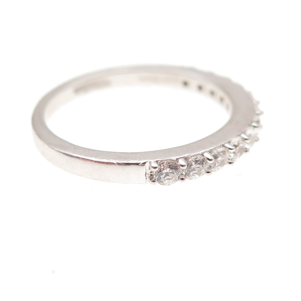 925 Sterling Silver Round-Cut C Z Half Eternity Band Ring Size 7