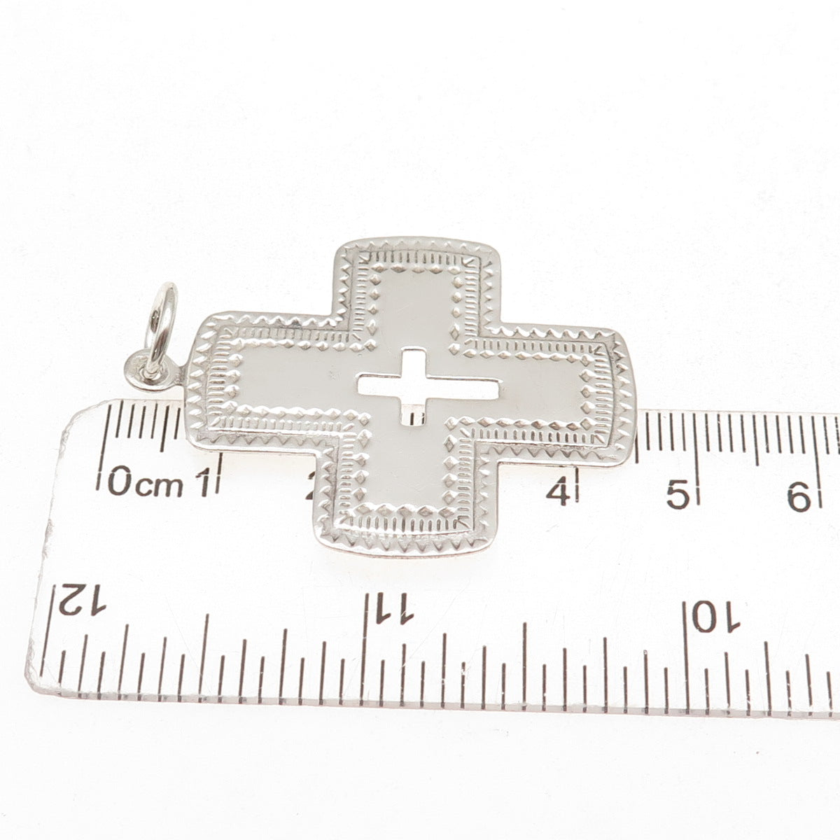 925 Sterling Silver Vintage Ethnic Cross Oxidized Charm Pendant
