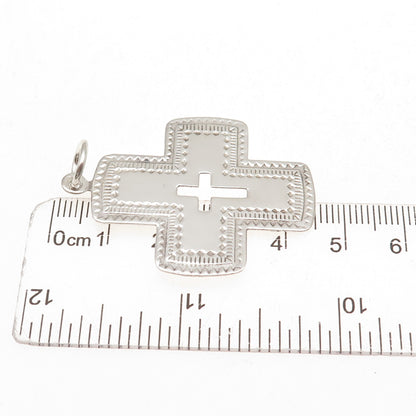 925 Sterling Silver Vintage Ethnic Cross Oxidized Charm Pendant