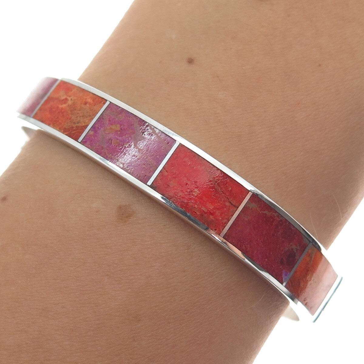 JAY KING DESERT ROSE Sterling Silver Vintage Real Spiny Oyster Shell Bracelet 7"