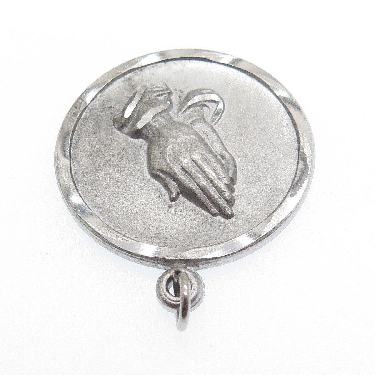 CHAPEL 925 Sterling Silver Antique Art Deco Prayer Hands Religious Charm Pendant