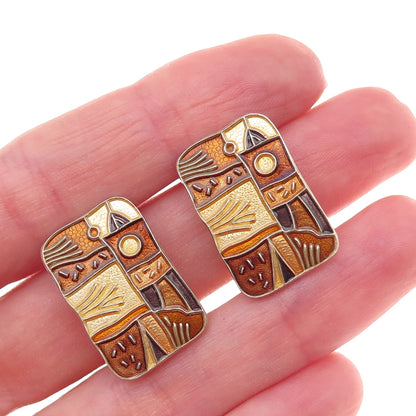 David Andersen 925S Sterling Vintage Norway Four Seasons Autumn Clip On Earrings