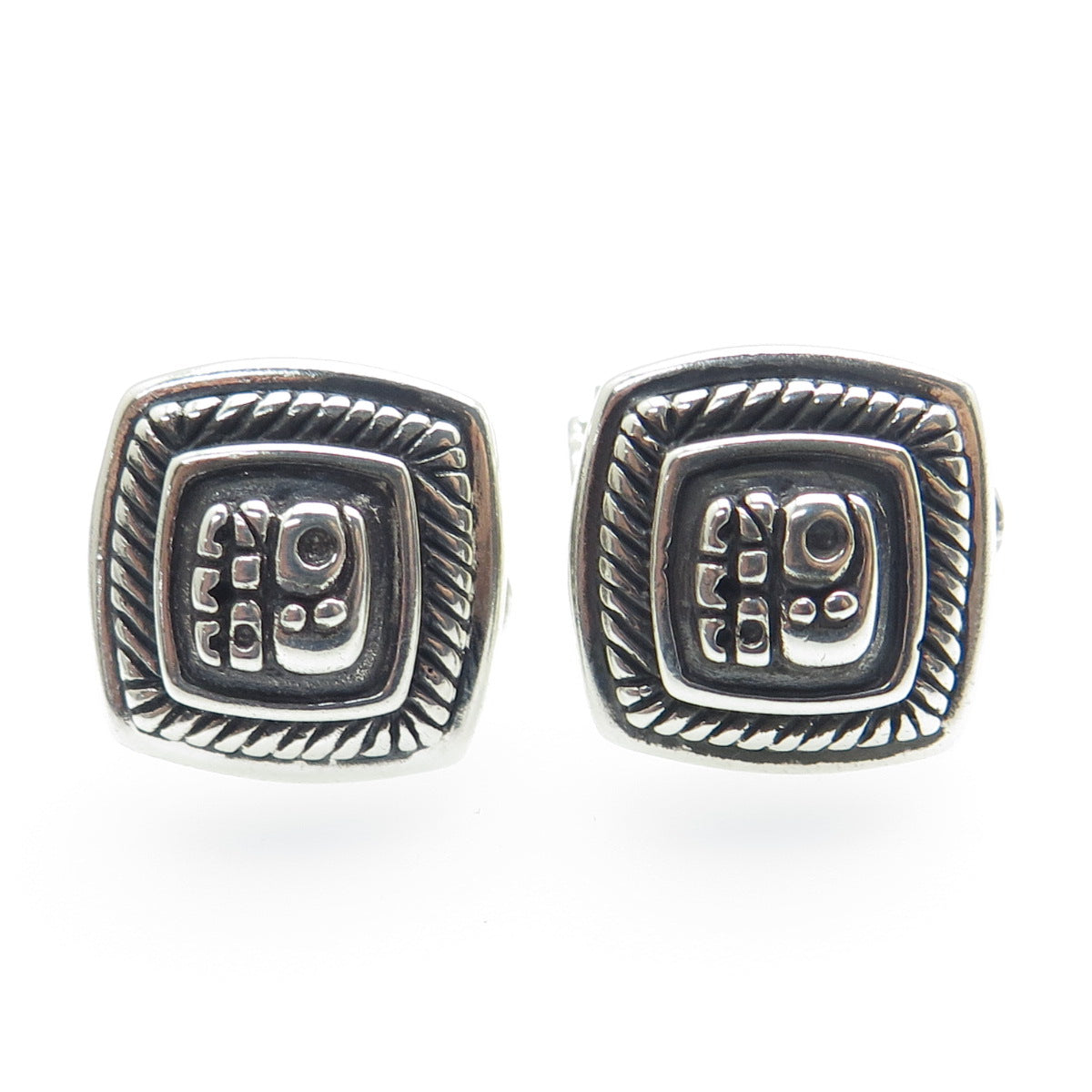 MG Michal Golan 925 Sterling Silver Vintage Tribal Oxidized Omega Back Earrings