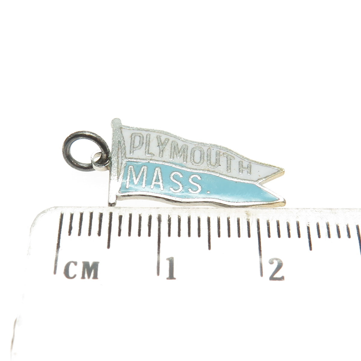 925 Sterling Silver Vintage Enamel "Plymouth, Massachusetts" Charm Pendant