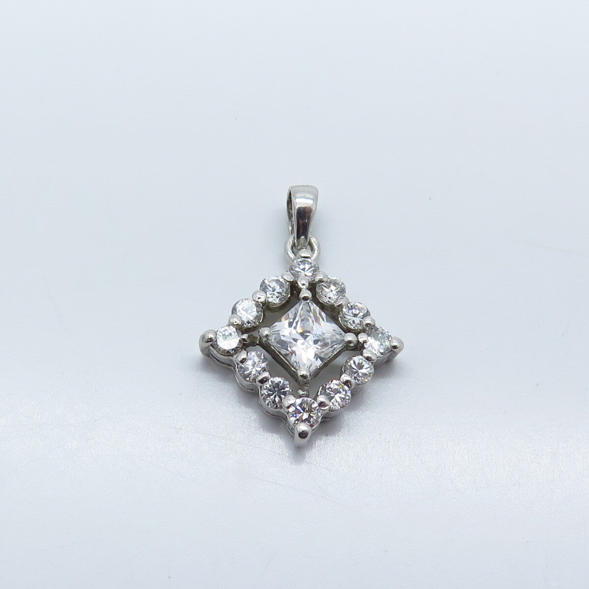 925 Sterling Silver C Z Rhombus Charm Pendant