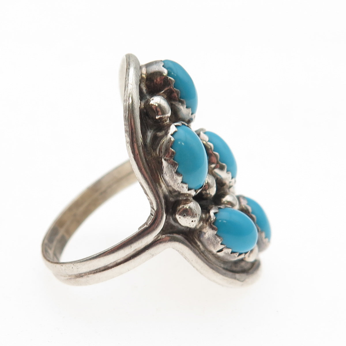 Les Hill Navajo Old Pawn 925 Sterling Sleeping Beauty Turquoise Ring Size 9.25