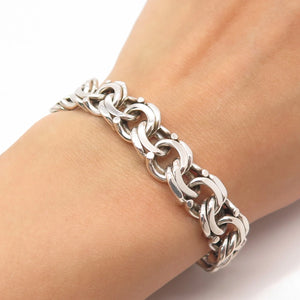 925 Sterling Silver Vintage Double Rolo Link Bracelet 6.75"