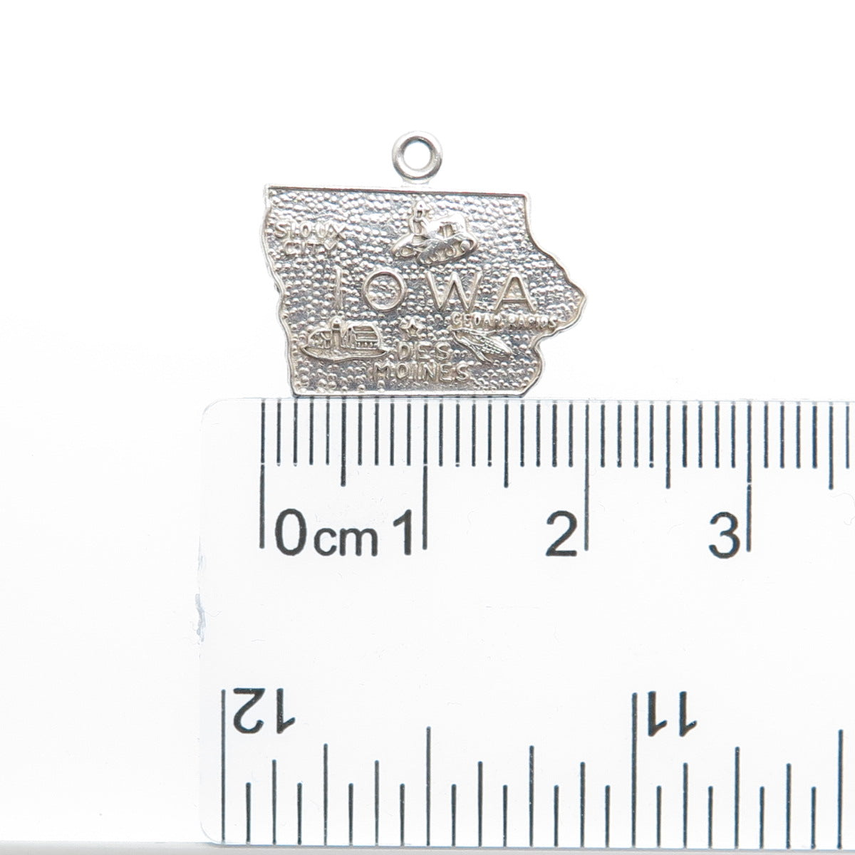 FRENCH & FRANKLIN 925 Sterling Silver Vintage Iowa State Minimalist Pendant